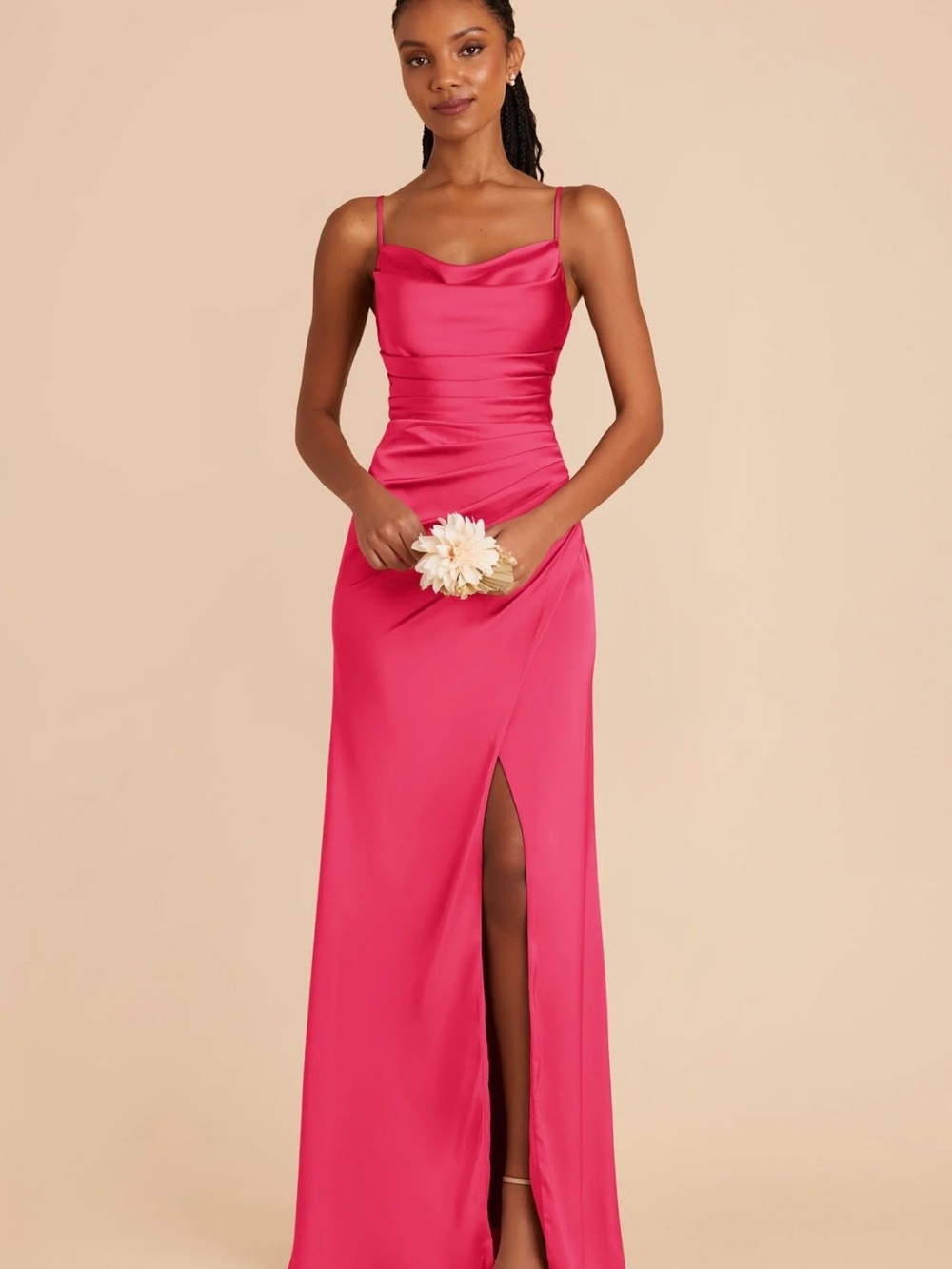 Birdy Grey Lydia Dress Matte Satin Fuchsia Maxi